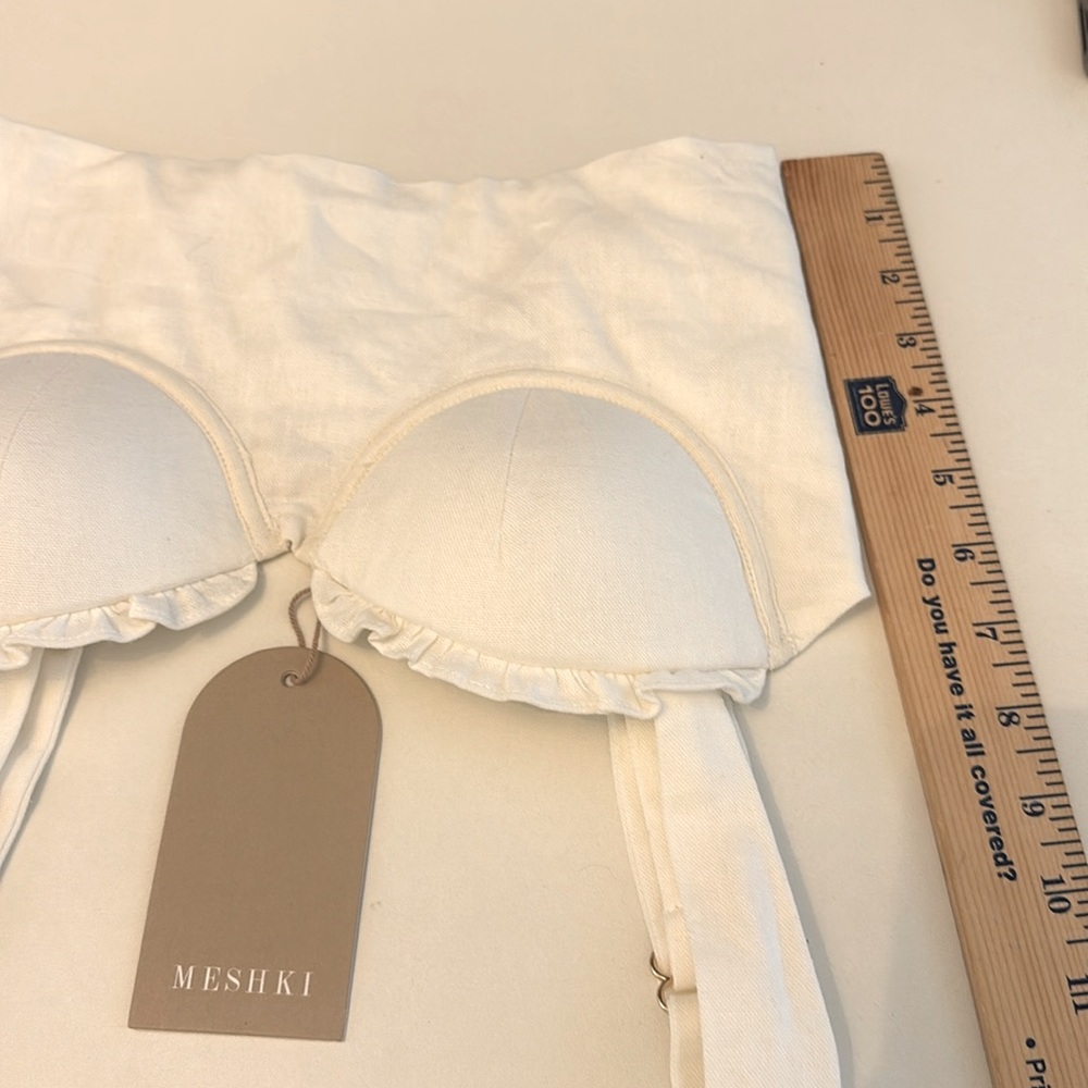 Meshki Hilaria Cupped Linen Crop Top White XS NWT - Picture 8 of 10